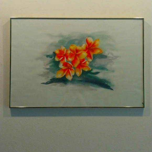 Other - VTG framed watercolor painting " frangipani"